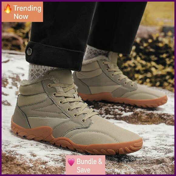 Winter Hiking Boots Wide Toe Box Waterproof Snow Boots Zero Drop Sole - Picture 3 of 7